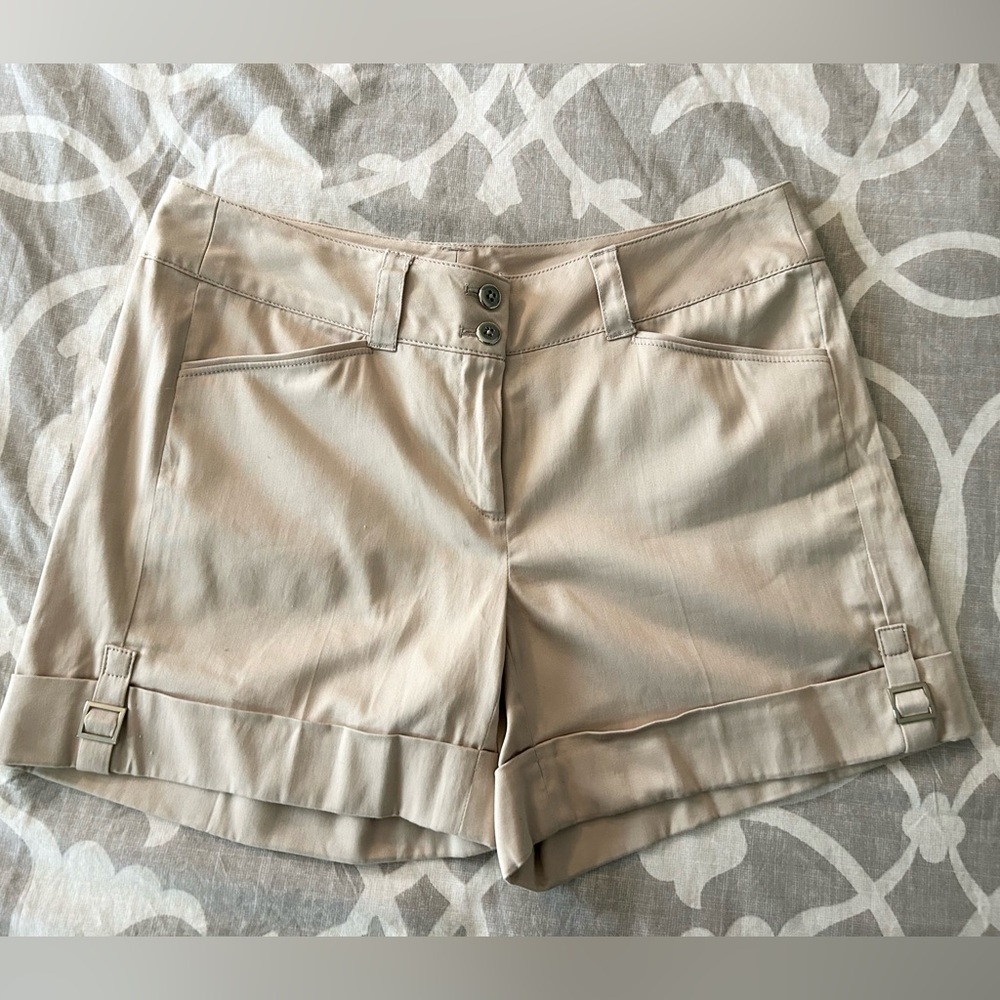 WHBM Khaki Cuffed Shorts